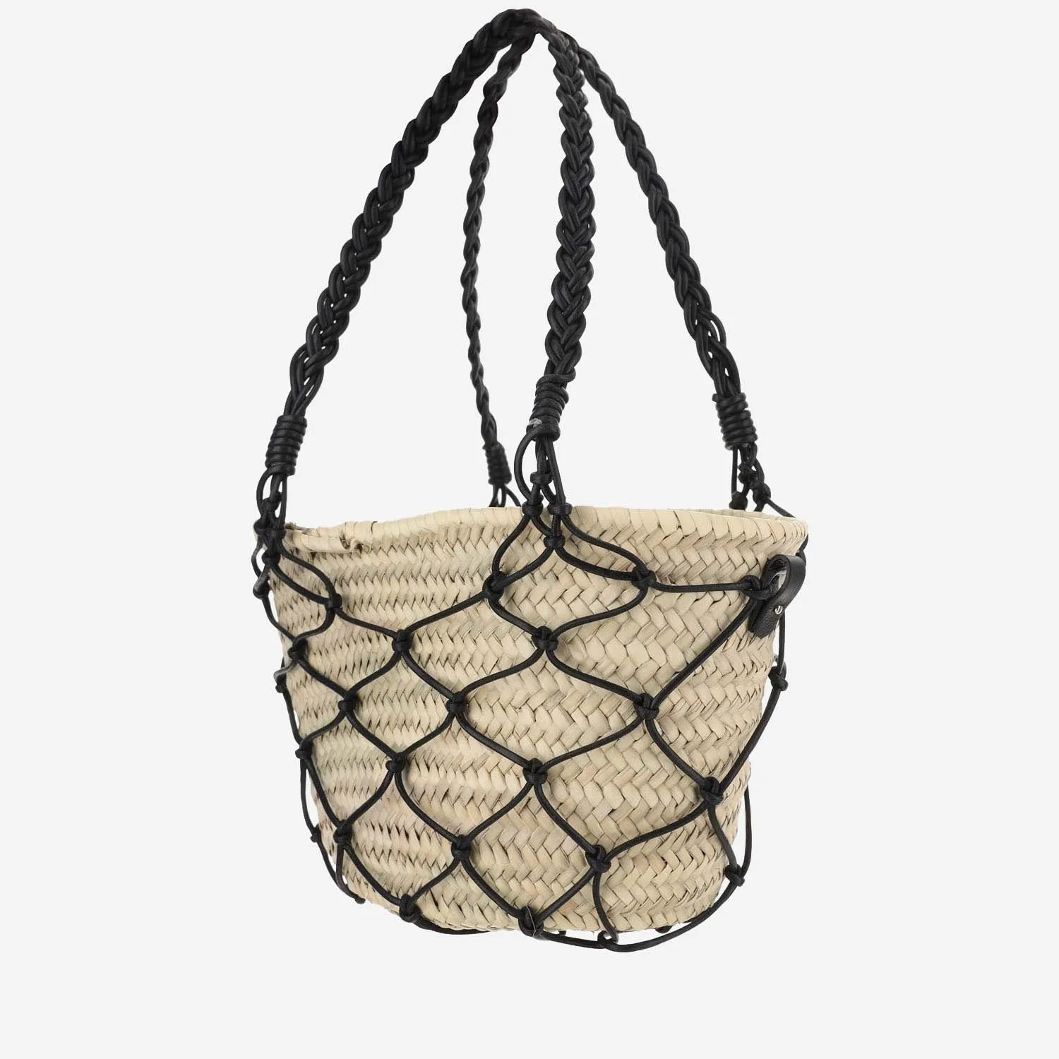 Filippo Catarzi    Filippo Catarzi Straw And Cotton Bag With Leather Details