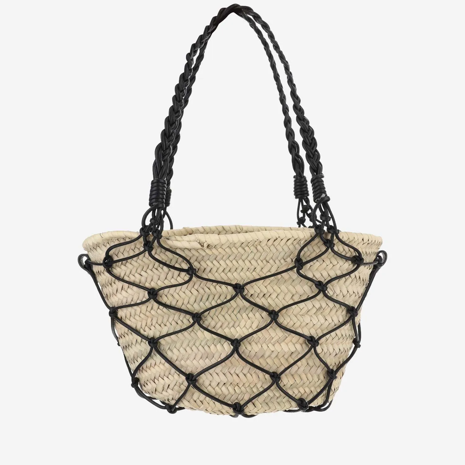 Filippo Catarzi    Filippo Catarzi Straw And Cotton Bag With Leather Details