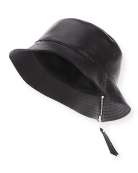 Fisherman Zip Leather Bucket Hat