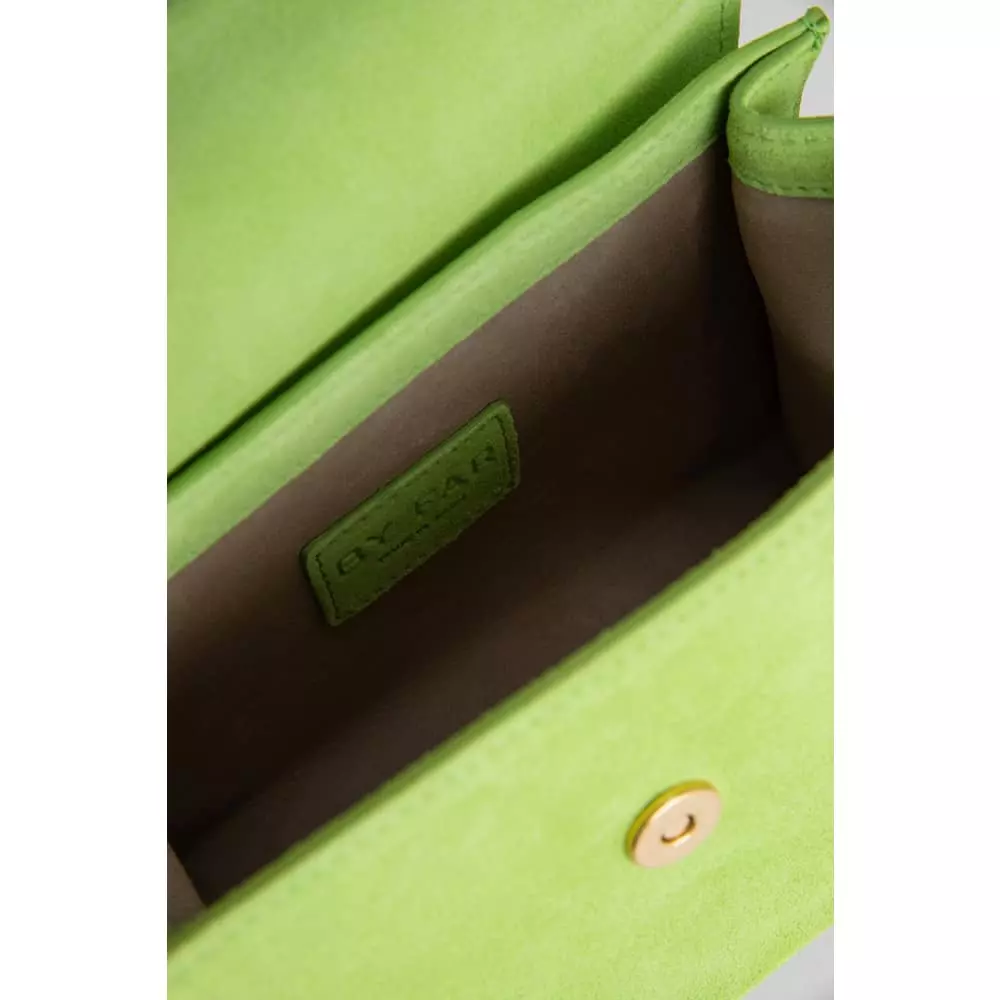 --Fran bright green suede leather bag-