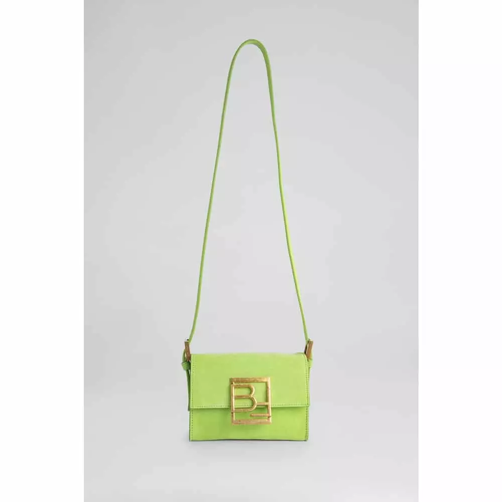 --Fran bright green suede leather bag-