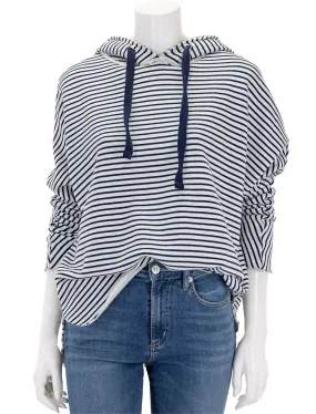     Frank & Eileen   kane capelet hoodie in white and british royal navy stripe