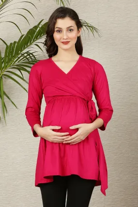 Fuchsia Pink Maternity & Nursing Wrap Top