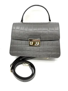 FURLA MINI TOP HANDLE BAWTLND MAMO CROC EMBOSSED LEATHER BAG