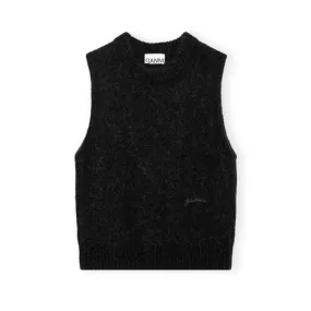 GANNI Brushed Alpaca O-Neck Vest (Black)