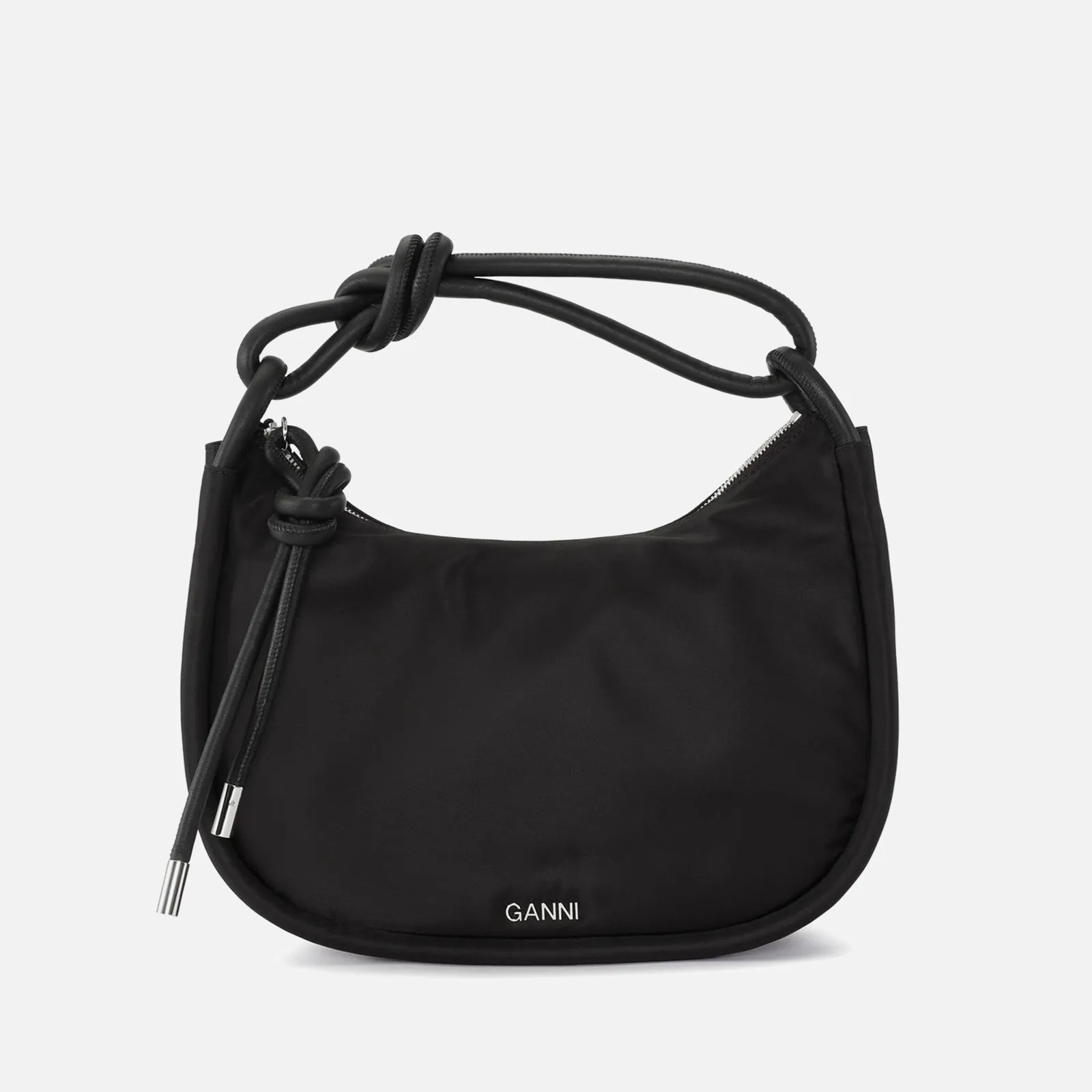 Ganni Knot Leather-Trimmed Recycled Shell Bag | Coggles