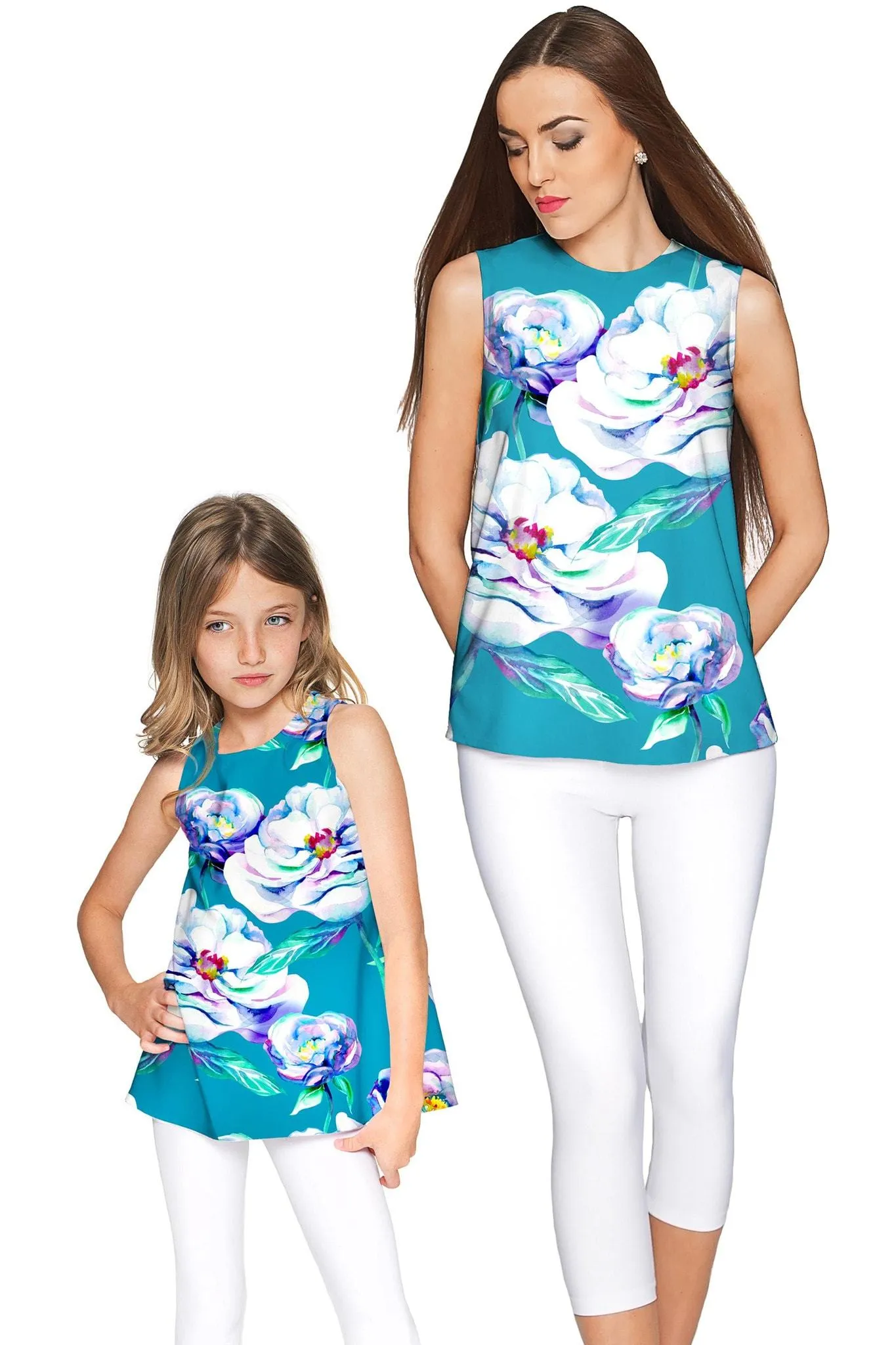 Gentle You Emily Blue Flower Cute Sleeveless Eco Top - Girls