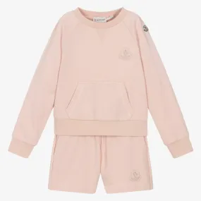 Girls Pink Cotton Short Tracksuit