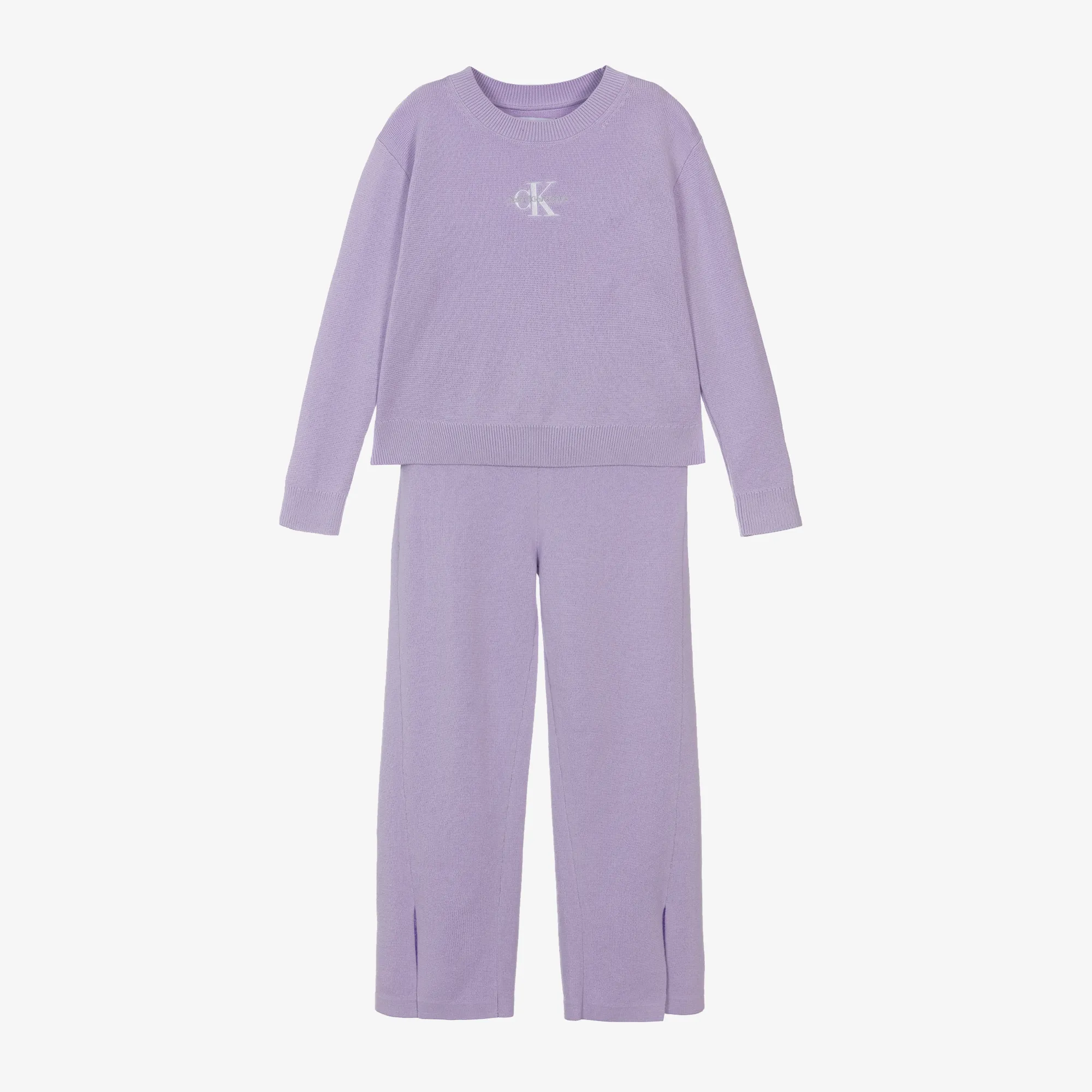 Girls Purple Organic Cotton Knitted Tracksuit 