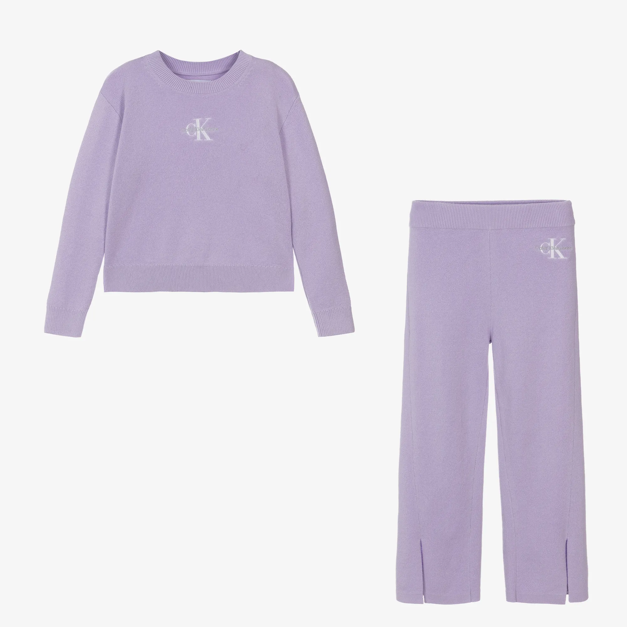 Girls Purple Organic Cotton Knitted Tracksuit 