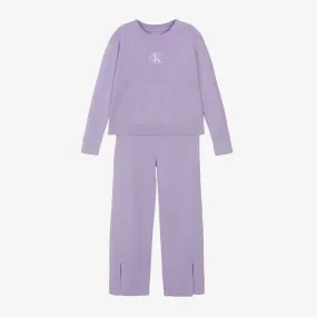 Girls Purple Organic Cotton Knitted Tracksuit 