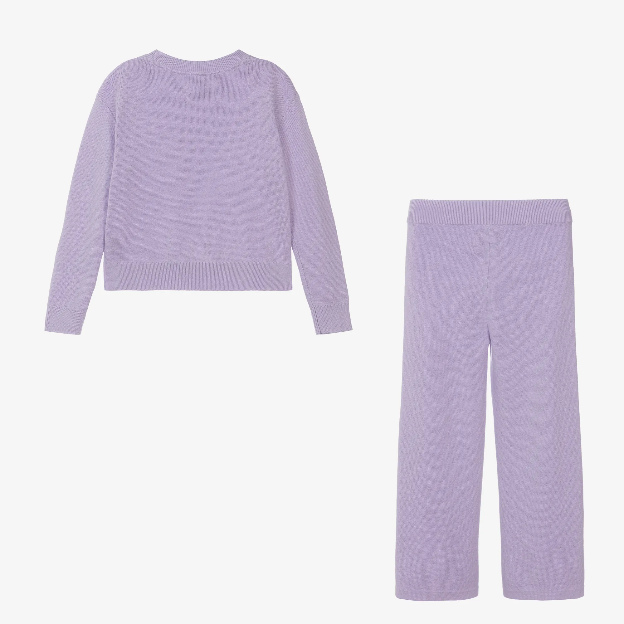 Girls Purple Organic Cotton Knitted Tracksuit 