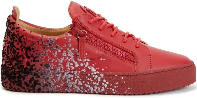 Giuseppe Zanotti paint-splatter low-top sneakers Red