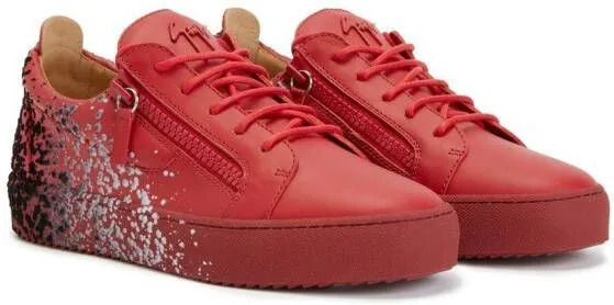 Giuseppe Zanotti paint-splatter low-top sneakers Red