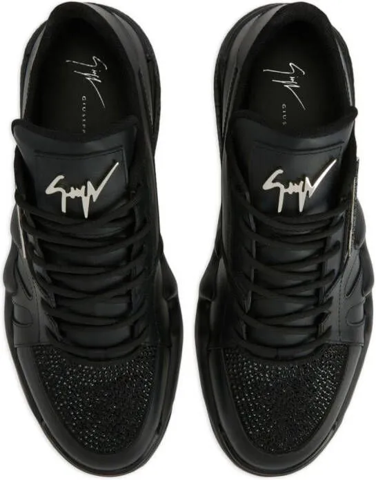 Giuseppe Zanotti Talon rhinestone-embellished leather sneakers Black