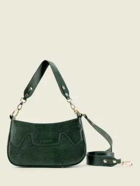 Green Leather Half Moon Bag for Women - Garance 1960 Malachite | PAUL MARIUS