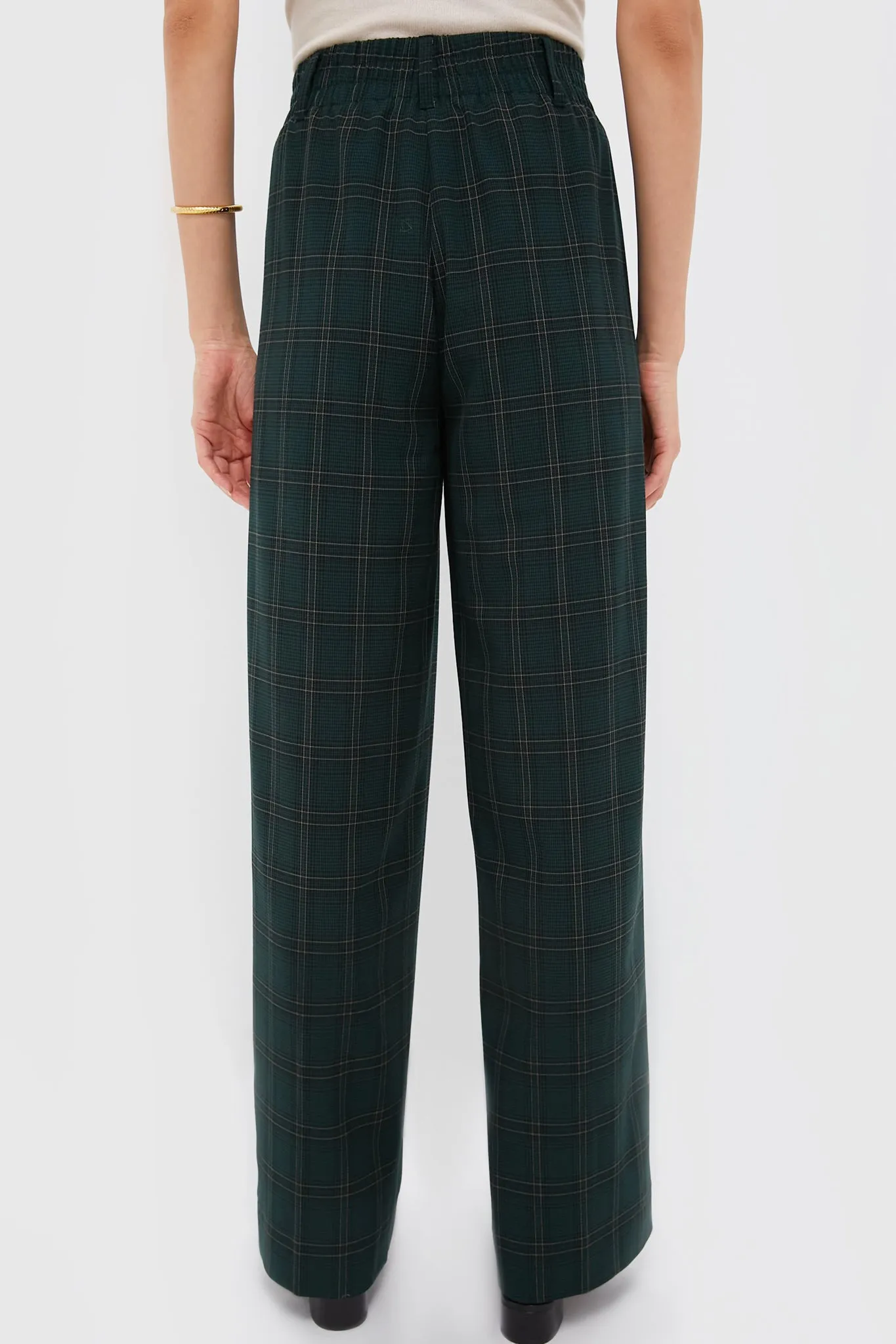 Green Plaid Straight Leg Louis Pants