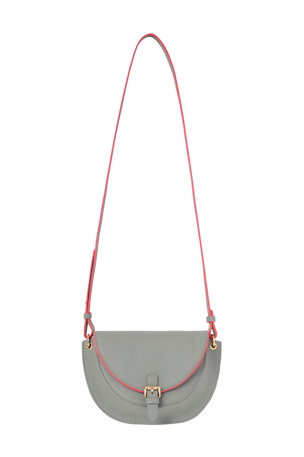 Grey Leather Saddle Bag