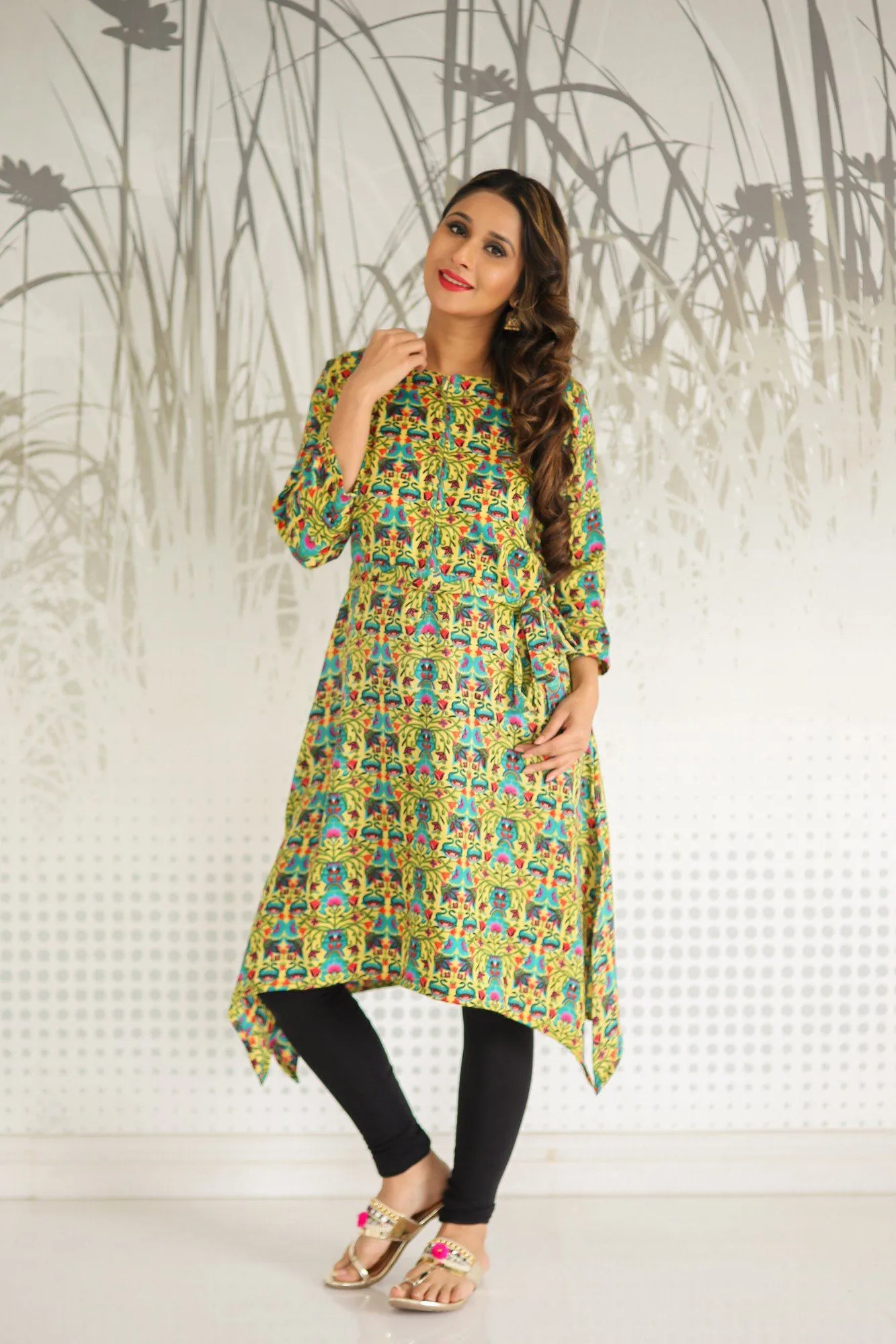 Happy Yellow Front Zip Maternity & Nursing Kurta