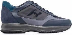 Hogan panelled suede-leather sneakers Blue