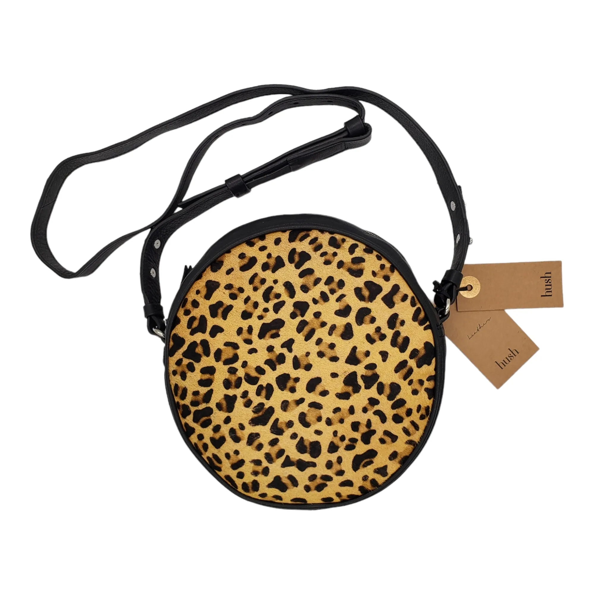 Hush Black Leopard Leather Bag