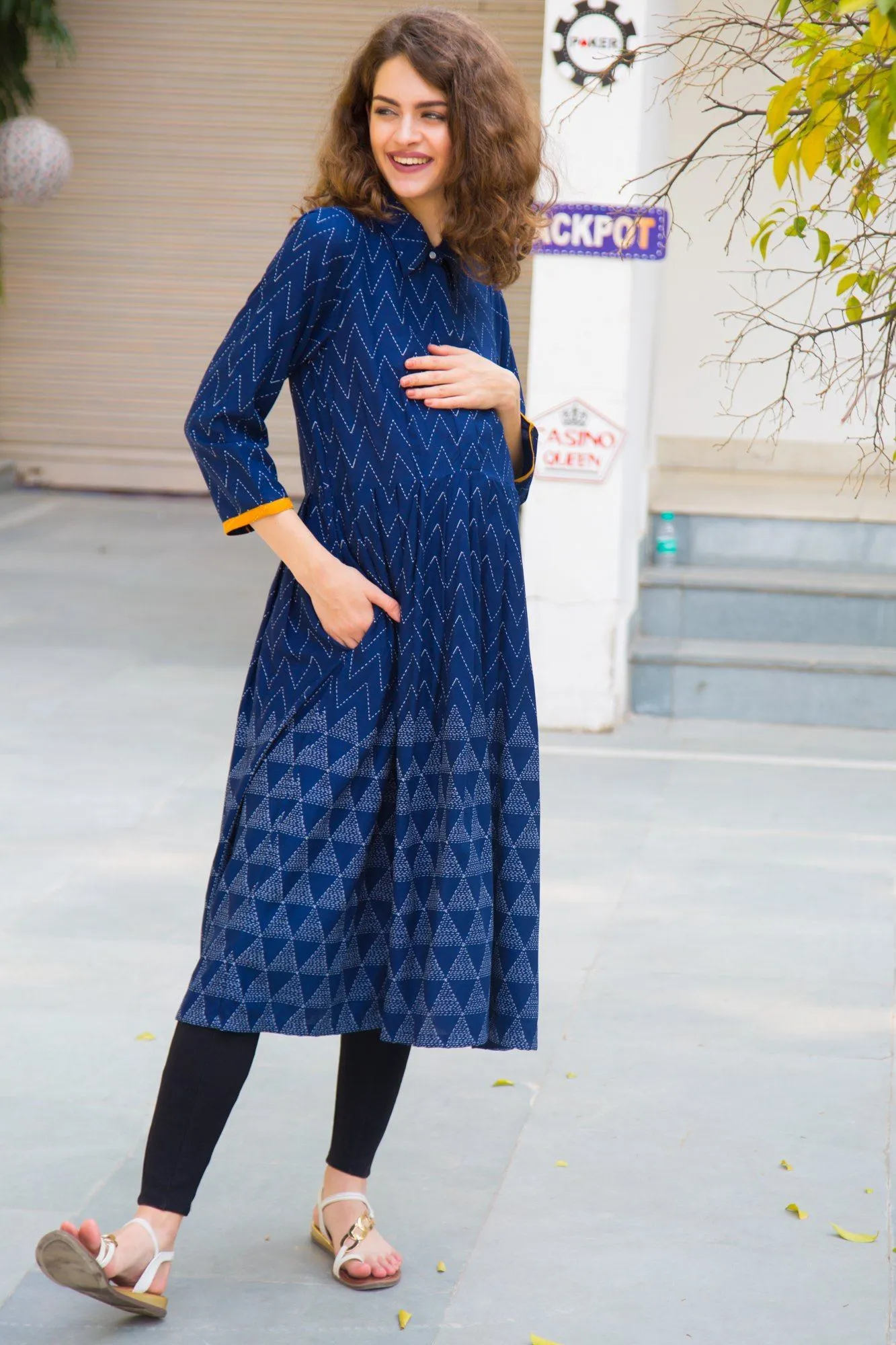 Indigo Flow Maternity & Nursing Kurta