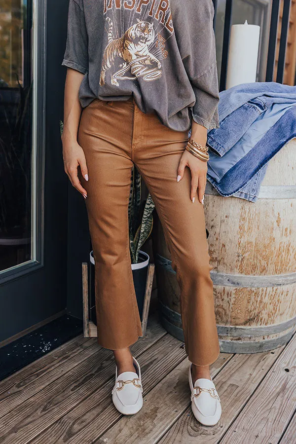 Just USA The Ariadne High Waist Coated Straight Leg Pants in Camel