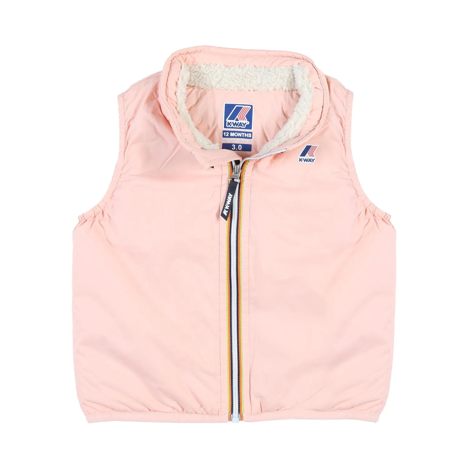 K-Way Pink And Ecru Rouland Orsetto Vest For Lttle Girl