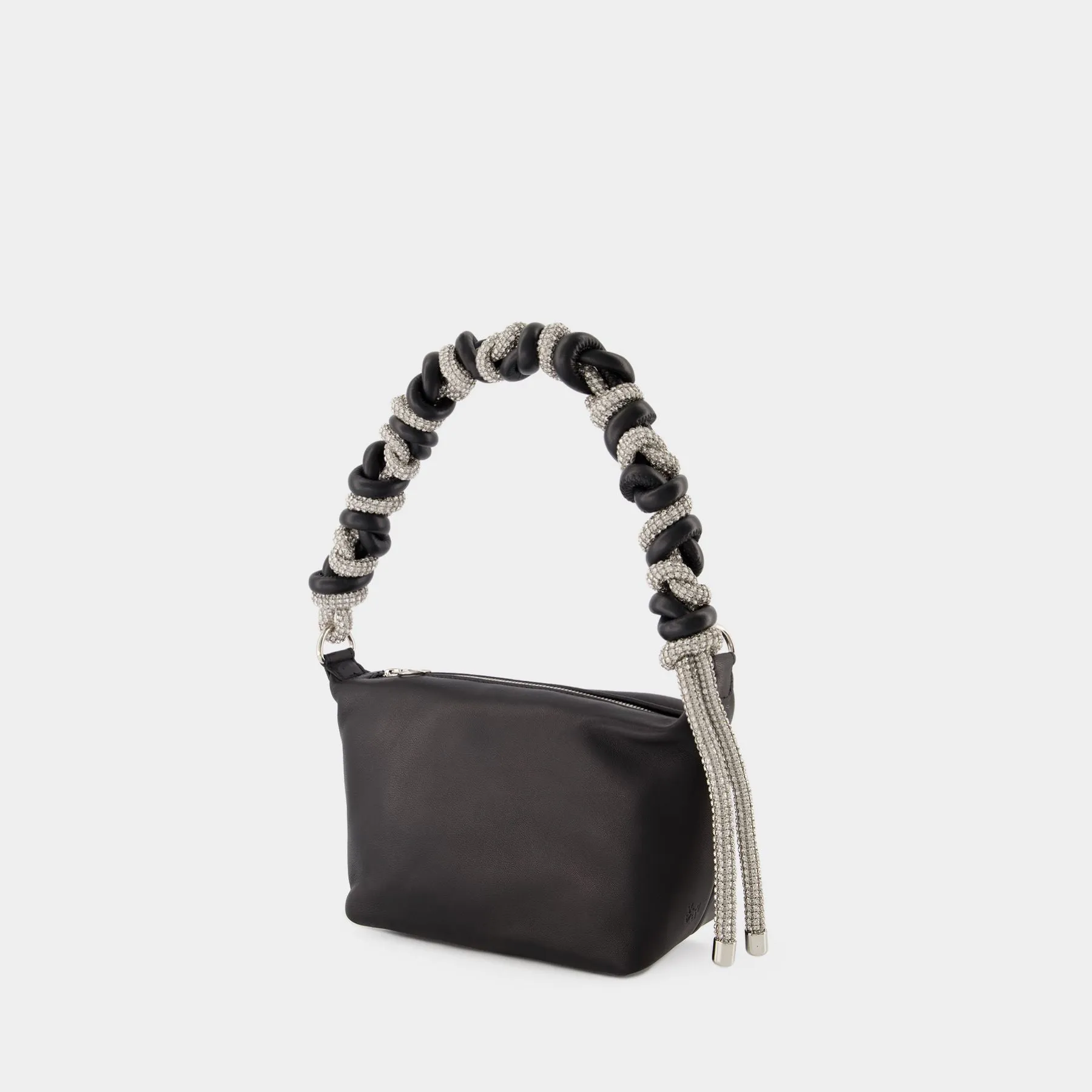 Kara  Crystal Phone Cord Hobo Bag - Kara - Black - Leather