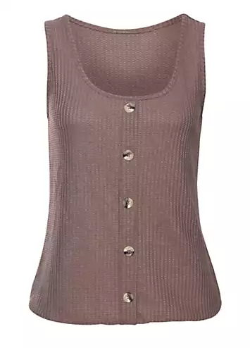 LASCANA Button Detail Jersey Vest | Grattan