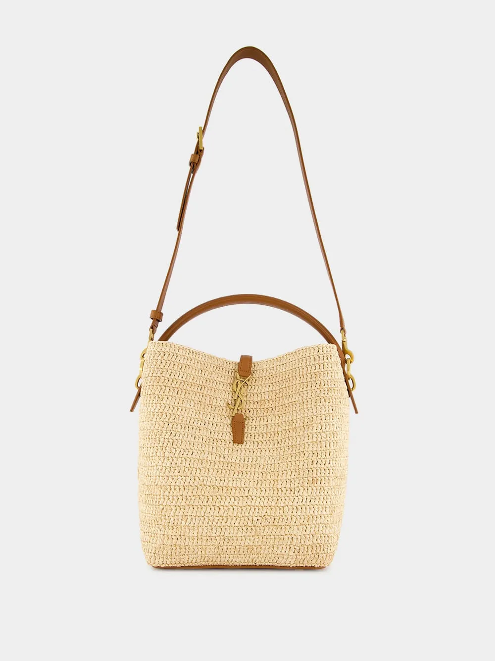 Le 37 Woven Raffia and Leather Bucket Bag