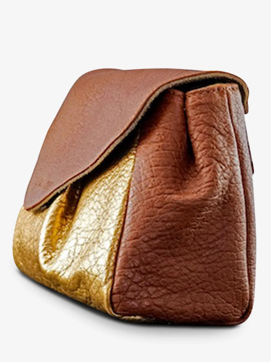 leather woman shoulder bag Brown,Gold - Suzon M Light Brown Gold | PAUL MARIUS