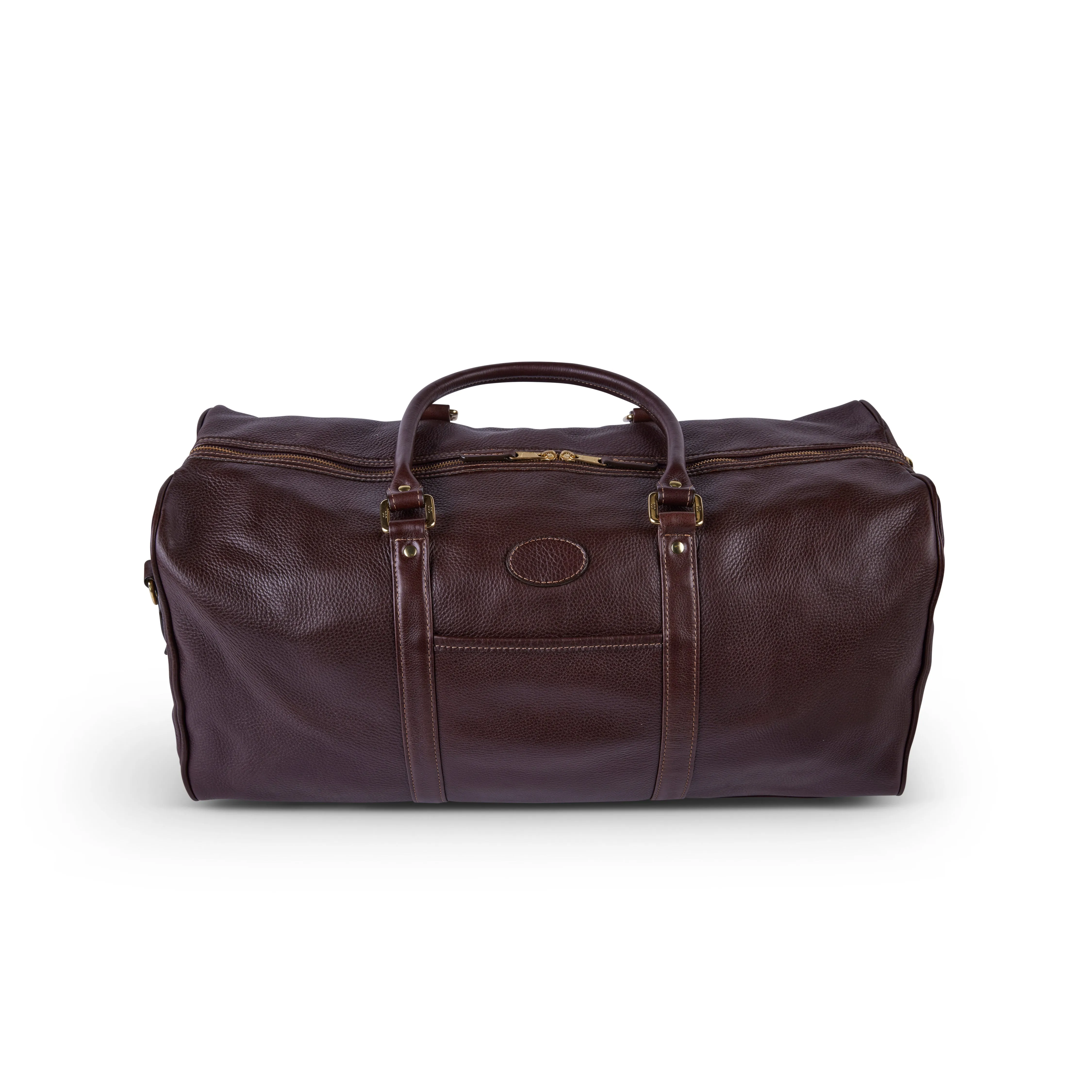 Leather Zipper Top Duffle Bag-Large