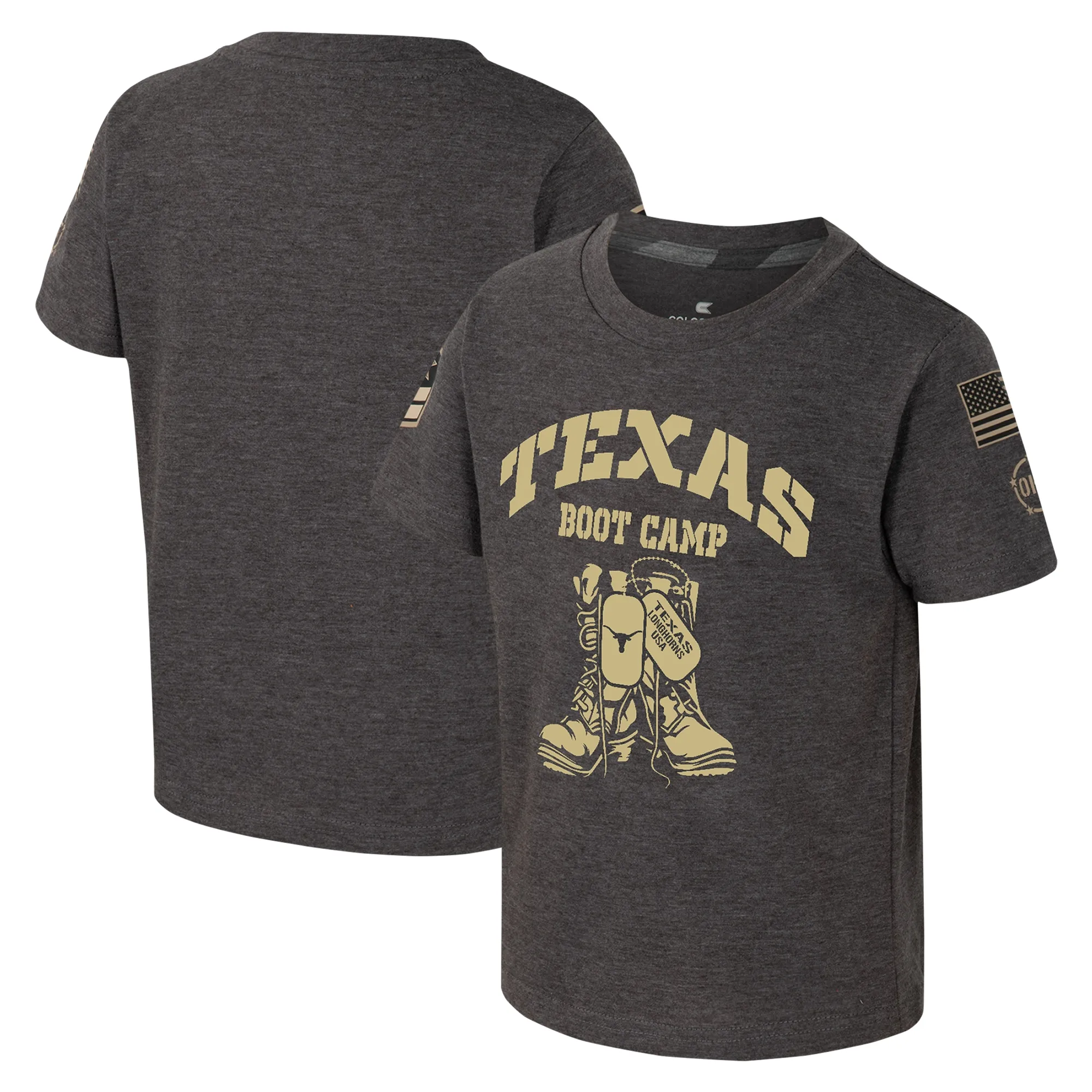 Lids Toddler Colosseum Charcoal Texas Longhorns OHT Military Appreciation Boot Camp T-Shirt