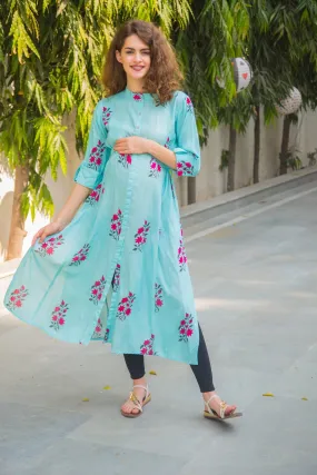 Loom Floral Maternity and Nursing Kurta