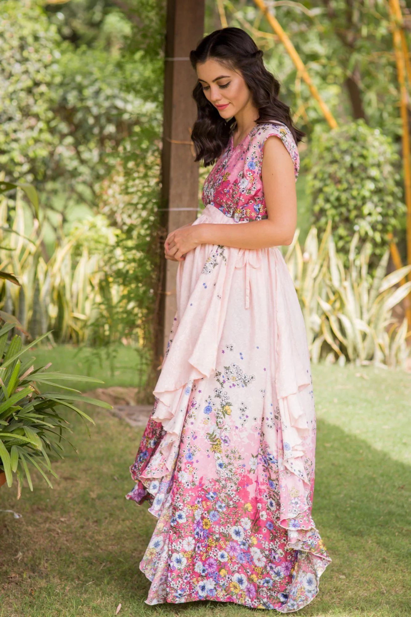 Luxe Flamingo Floral Maternity Dress