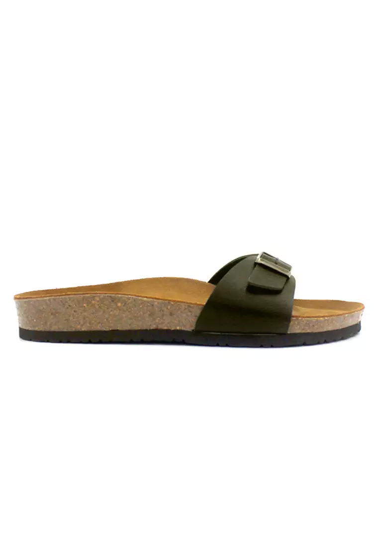 Lyon - Khaki Leather Sandals & Flip Flops