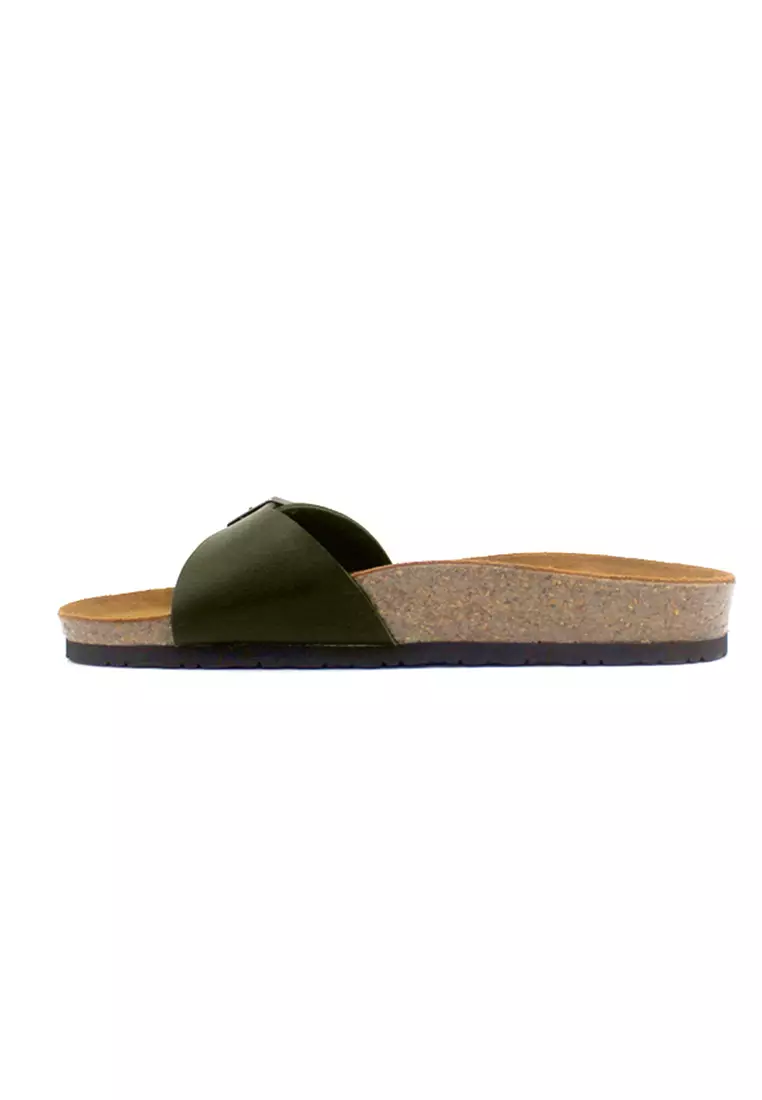 Lyon - Khaki Leather Sandals & Flip Flops