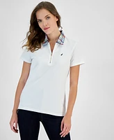 Macy's Nautica Jeans Women's Contrast-Collar Polo Short-Sleeve Top