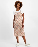 Macy's Nautica Jeans Women's Plaid Layered-Look Midi Dress