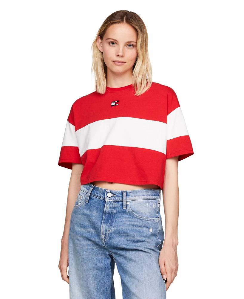 Macy's Tommy Jeans Women's Colorblock Cotton Crop T-Shirt