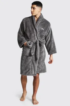 Man Signature Fleece Dressing Gown | boohooMAN UK