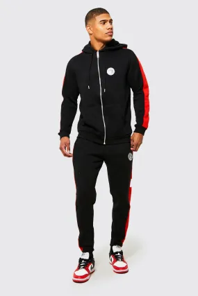 Man Zip Through Hooded Tracksuit | boohooMAN UK