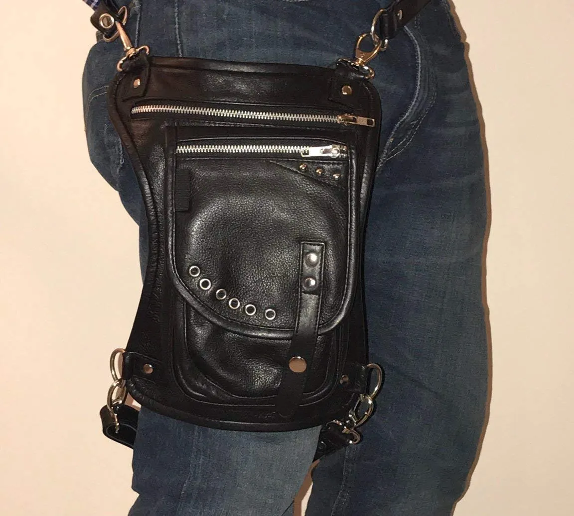 Mara Leather Drop Leg Thigh Bag W/Concealed Carry Pocket - Large