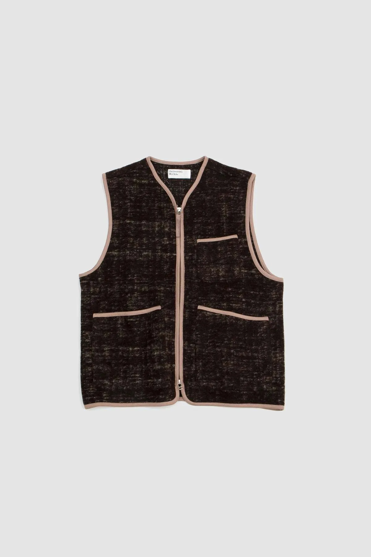 Marble Fleece Zip Gilet - Brown