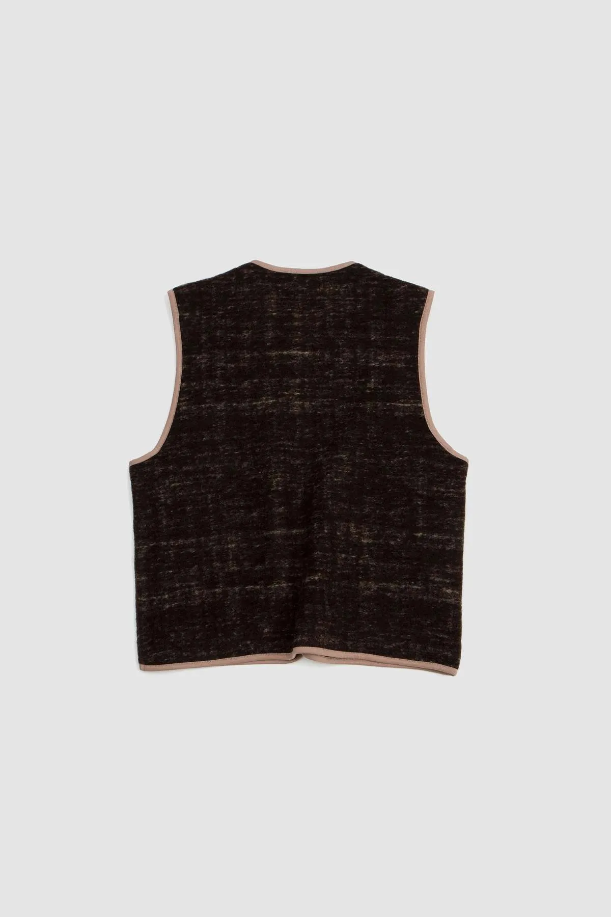 Marble Fleece Zip Gilet - Brown