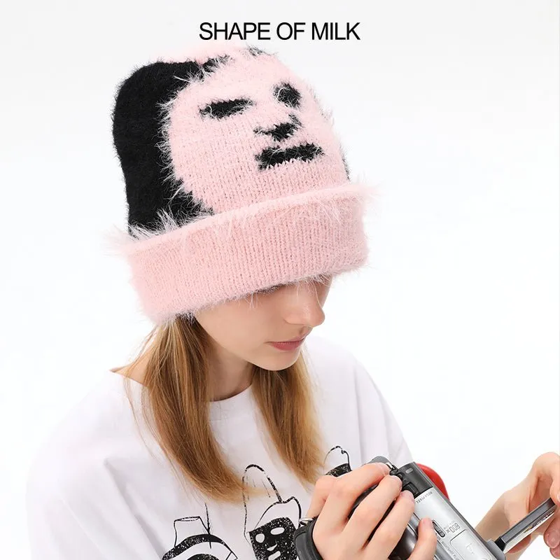 Mask Face Pattern Knit Hat-