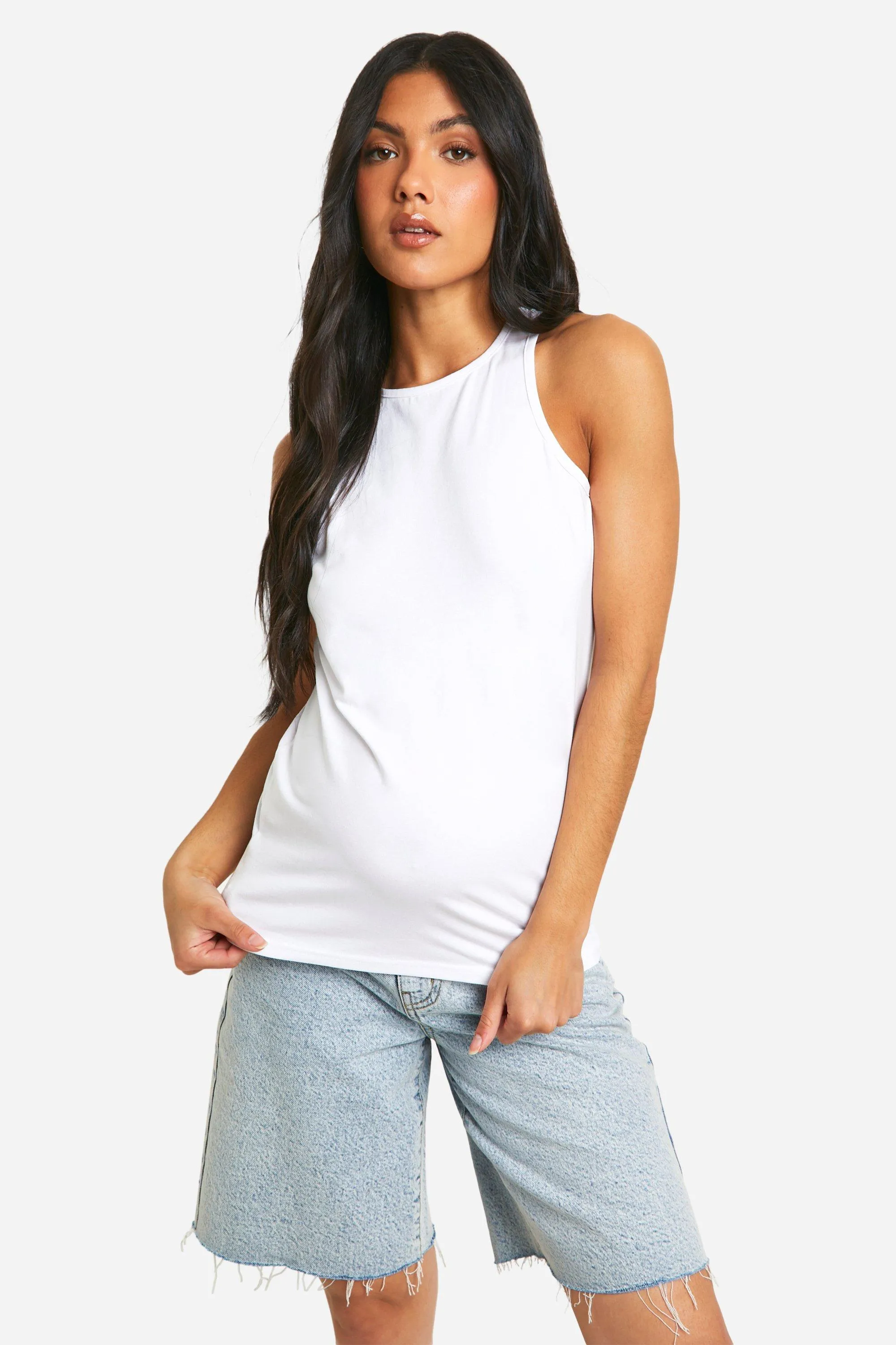 Maternity Basic Racer Neck Tank Top Top