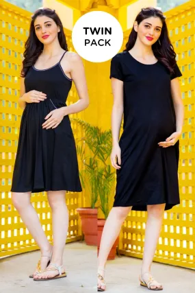 Maternity Black Dresses - Twin Pack