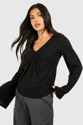 Maternity Brushed Rib V Neck Top